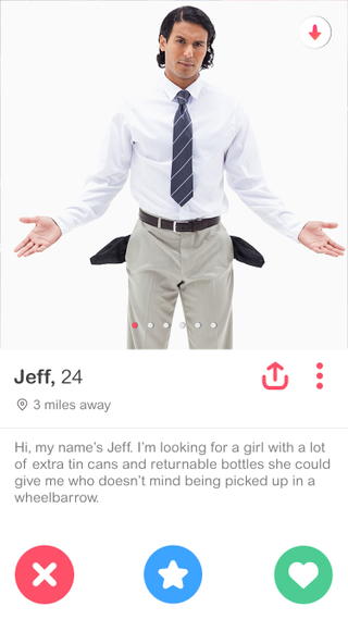 Illustration for article titled Tinder Fail: 7 Profile Photos Of Men Frowning And Pulling Out Their Empty Pockets That We Are Definitely Swiping Left On